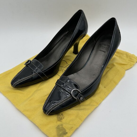 Circa Joan & David Womens Black Patent Leather Pointed Toe Heels Size 8 - Picture 1 of 8